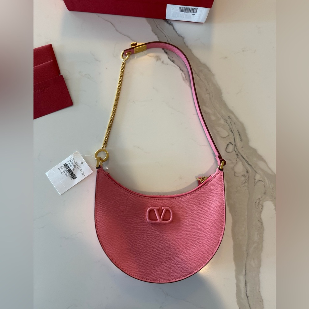 NWT Valentino Garavani Pink Leather Hobo Shoulder Bag - Picture 3 of 13